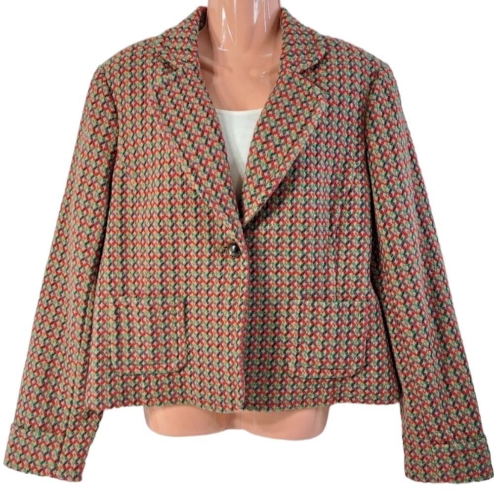 Liz Claiborne Women's Multicolored Blazer 78% Wool Size 16